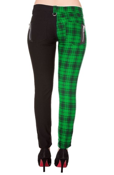 spodnie damskie BANNED - BLACK/GREEN CHECK
